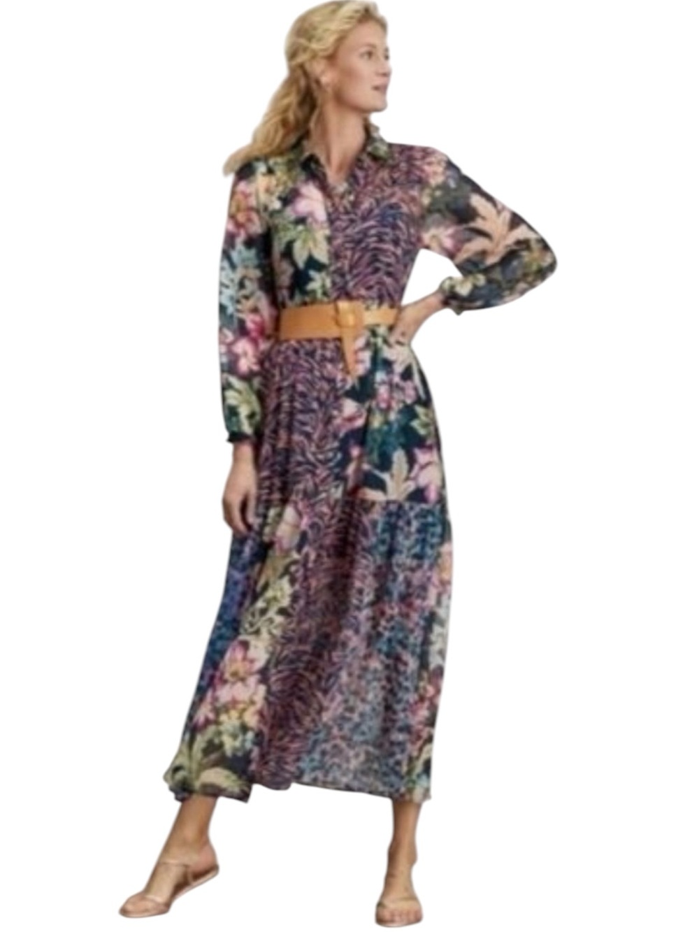 Soft Surroundings Mariquita Animal Print Shirtdress & Slip Sz Medium Multicolor